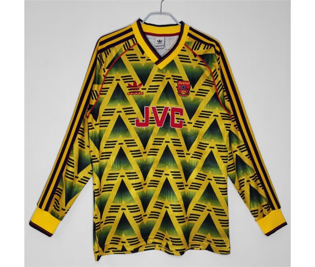 Arsenal FC Long Sleeve Away Retro Soccer Jersey 1990