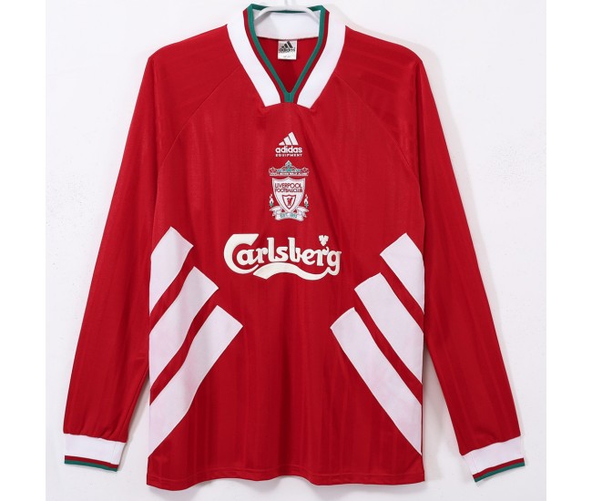 Liverpool FC Men Home Long Sleeve Retro Soccer Jersey 1993