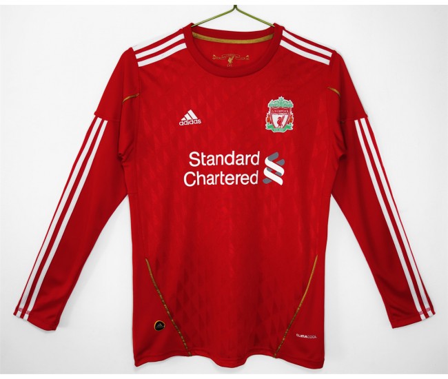 Liverpool FC Men Home Long Sleeve Retro Soccer Jersey 2010