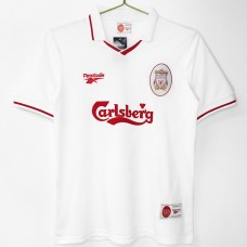 Liverpool FC Men White Retro Soccer Jersey 1996 Liverpool FC Men White Retro Soccer Jersey 1996