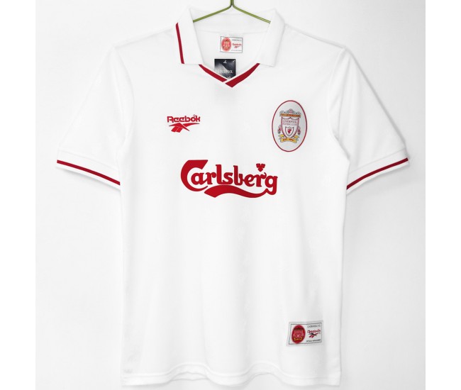Liverpool FC Men White Retro Soccer Jersey 1996