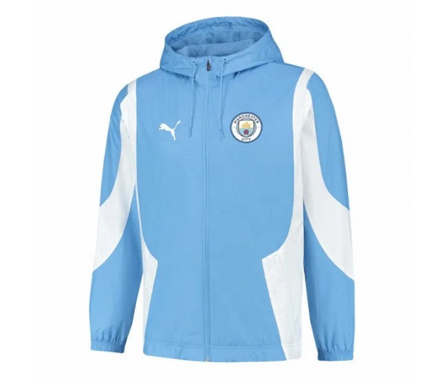 Manchester City Men Pre Match Anthem Full Zip Hoodie Soccer Jacket 2023