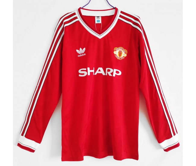 Manchester United FC Long Sleeve Home Retro Soccer Jersey 1986