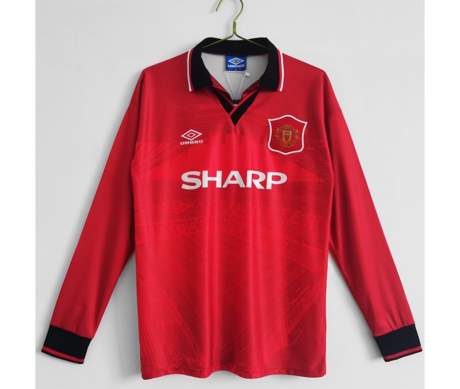 Manchester United FC Long Sleeve Home Retro Soccer Jersey 1994