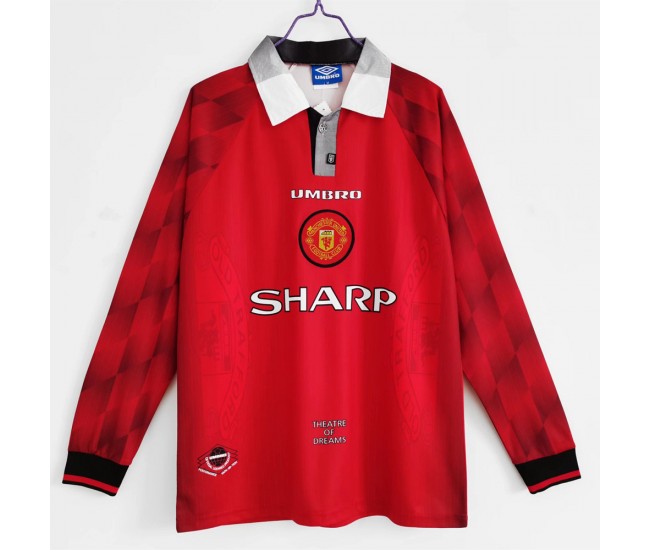 Manchester United FC Long Sleeve Home Retro Soccer Jersey 1996
