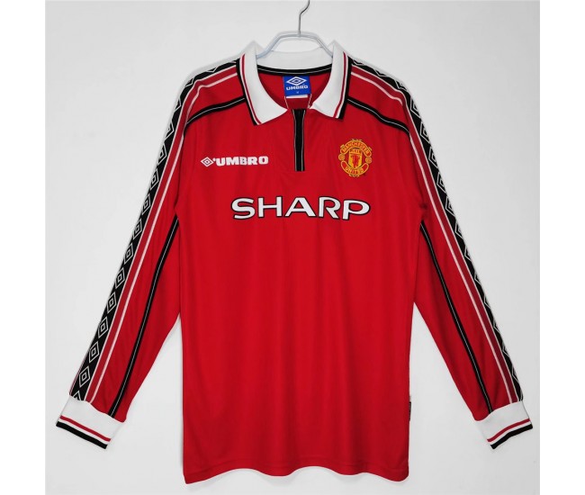 Manchester United FC Long Sleeve Home Retro Soccer Jersey 1998