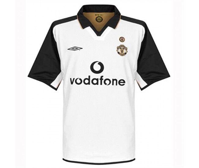 Manchester United FC Centenary White Retro Soccer Jersey 2001