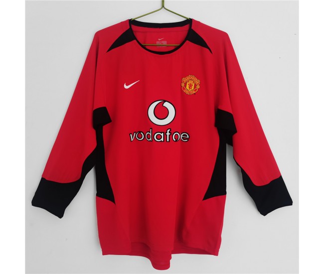 Manchester United FC Long Sleeve Home Retro Soccer Jersey 2002