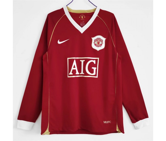 Manchester United FC Long Sleeve Home Retro Soccer Jersey 2006