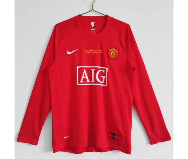 Manchester United FC Euro Long Sleeve Home Retro Jersey 2007
