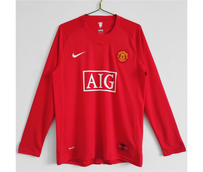 Manchester United FC Long Sleeve Home Retro Soccer Jersey 2007