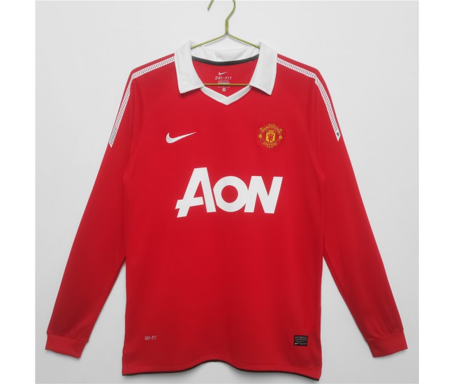 Manchester United FC Long Sleeve Home Retro Soccer Jersey 2010