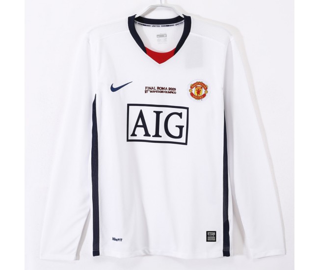 Manchester United FC Men Away Champions League Long Sleeve Retro Soccer Jersey 2008 Manchester United FC Men Away Champions League Long Sleeve Retro Soccer Jersey 2008