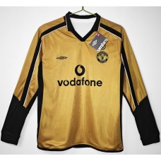Manchester United FC Men Gold Centenary Long Sleeve Retro Soccer Jersey 2001 Manchester United FC Men Gold Centenary Long Sleeve Retro Soccer Jersey 2001