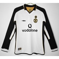 Manchester United FC Men White Centenary Long Sleeve Retro Soccer Jersey 2001