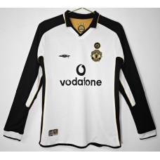 Manchester United FC Men White Centenary Long Sleeve Retro Soccer Jersey 2001 Manchester United FC Men White Centenary Long Sleeve Retro Soccer Jersey 2001