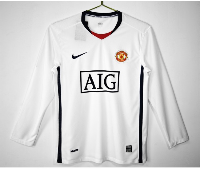 Manchester United FC Men Away Long Sleeve Retro Soccer Jersey 2008 Manchester United FC Men Away Long Sleeve Retro Soccer Jersey 2008
