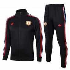 Manchester United Mens Black Training Presentation Soccer Tracksuit 2024