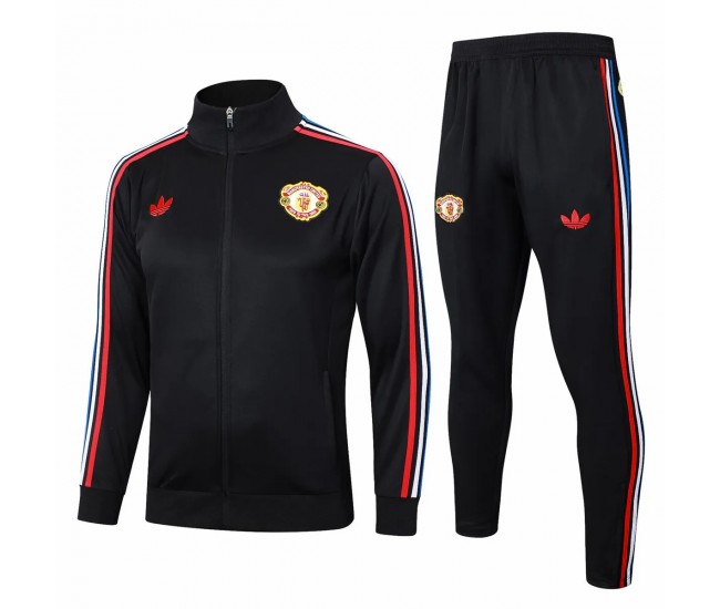 Manchester United Mens Black Training Presentation Soccer Tracksuit 2024