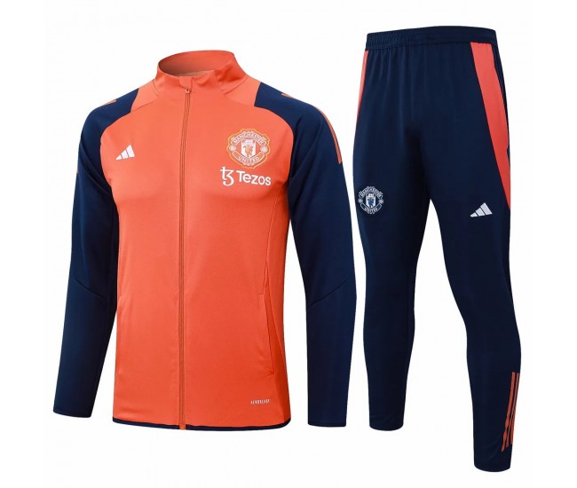 Manchester United Mens Orange Training Presentation Soccer Tracksuit 2024
