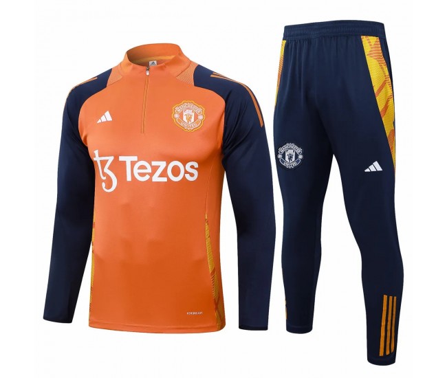 Manchester United FC Mens Orange Training Technical Soccer Tracksuit 2024