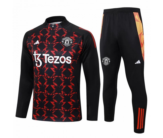 Manchester United FC Mens Black Training Technical Soccer Tracksuit 2024