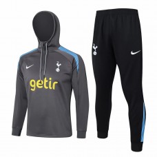 Tottenham Hotspur Mens Grey Training Hooded Technical Soccer Tracksuit 2024