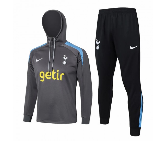 Tottenham Hotspur Mens Grey Training Hooded Technical Soccer Tracksuit 2024