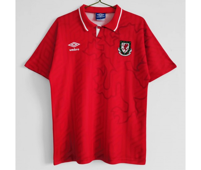 Wales Home Retro Soccer Jersey 1992